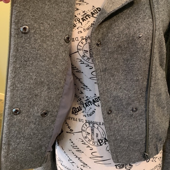 LOFT Gray Flannel Moto Bomber Short Lightweight Jacket Women’s XS Extra Small - Picture 6 of 9